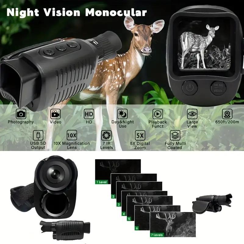 Rechargeable Night Vision Monocular, 1 Count Portable Monocular Telescope, Outdoor Monocular Telescope for Hunting, Camping & Surveillance