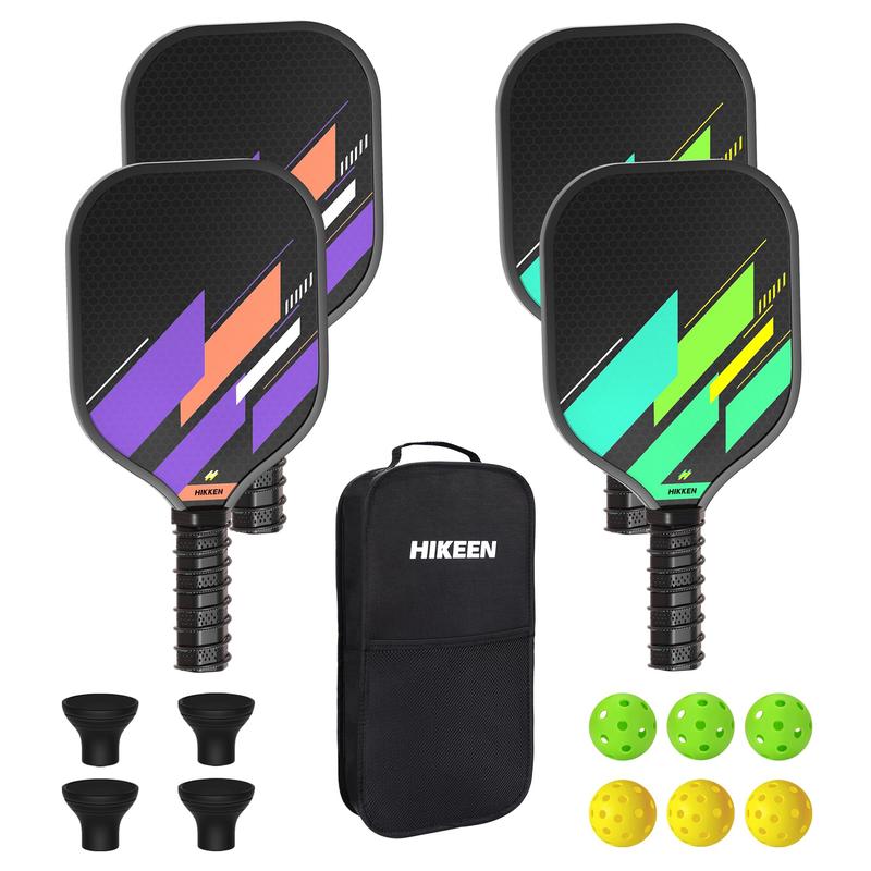 Pickleball Paddles Sets of 4, Anti-Slip Grip bLightweight Pickleball Racket for Beginners with 1 Carrying Bag & 4 Pickleball Balls for Outdoor Indoor Use pickleball gear