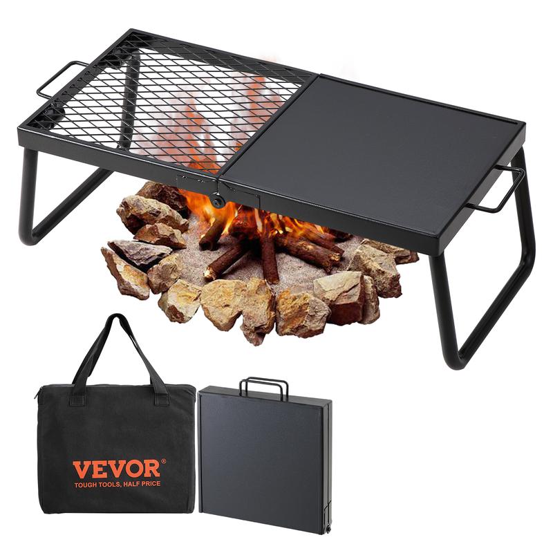 VEVOR Folding Campfire Grill, Heavy Duty Steel Mesh Grate, 22.4