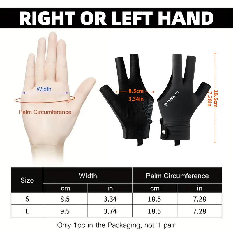 Left Hand Snooker Glove, 1 Count Non-slip 3 Finger Billiards Glove, Professional Billiards & Snooker Accessories For Men & Women