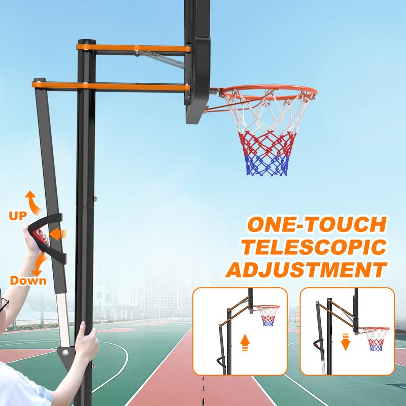 Bearbro Portable Basketball Hoop System,Quickly Height Adjustable 4.9-10FT with 44