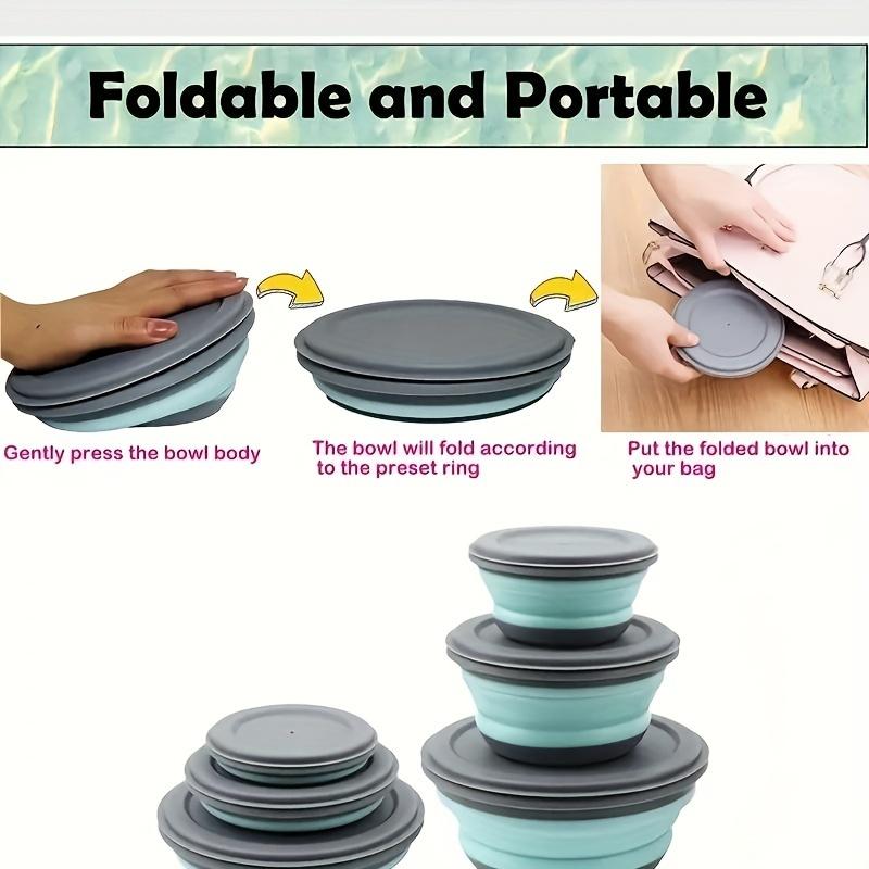 3-Pack Collapsible Bowl Set, Silicone, Space-Saving, Portable, Durable, Outdoor Camping