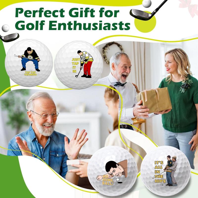 Funny Golf Ball, 4 Counts set Cartoon Pattern Golf Ball, Golf Training Ball Gift Set, Novelty Golfer Present for Men Dad, Christmas Gift