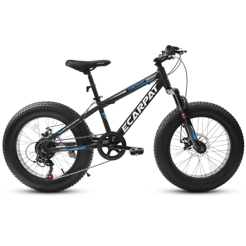 A20316 20 inch Fat Tire Bike Adult Teen Full Shimano 7 Speed Mountain Bike, Dual Disc Brakes, High Carbon Steel Frame, Front Suspension, Mountain Dirt Bike, City Commuter City Bike, Fat Tire Bike