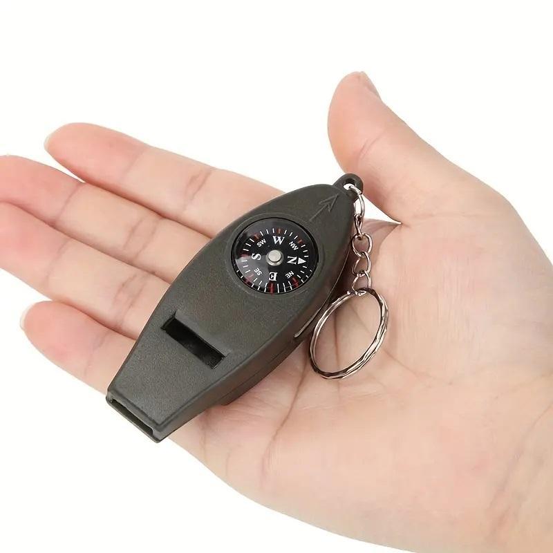 4-in-1 Compact Multi-Tool, Compass, Whistle, Thermometer, And Magnifier For Camping, Hiking & Fishing, Outdoor Survival Tool