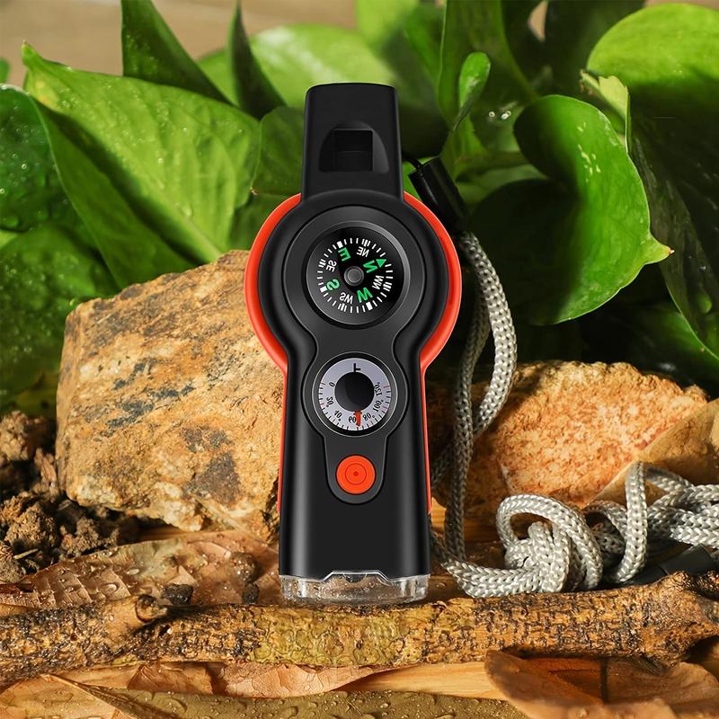 7 In 1 Multifunctional Compass, 1 Count Thermometer Compass with LED Light, Multifunctional Tool for Outdoor Camping Hiking