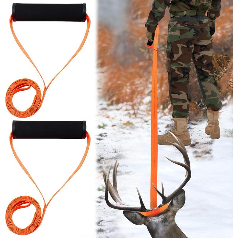 1700lbs Loadbearing Deer Drag Rope - Hunting Accessories Strap Men Women Hunter Pull Deer Animal Wood, Sturdy Rope with Soft Handle (Orange 4.92ft)