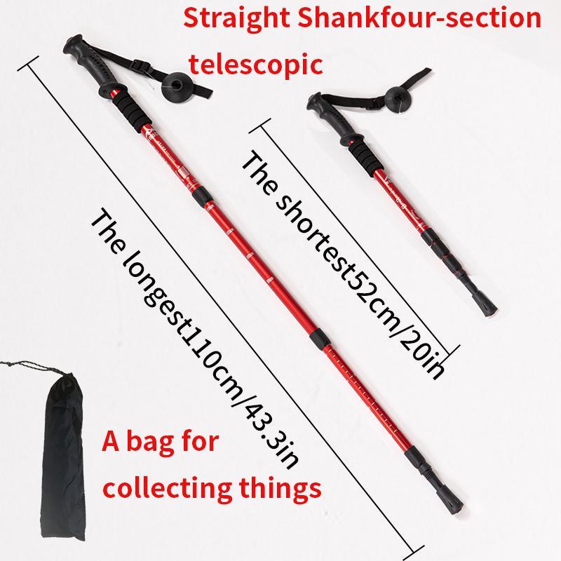 Folding Hiking Stick with Storage Bag, 1 Count Aluminum Alloy Adjustable Anti Slip Hiking Stick for Elderly, Portable Walking Aid