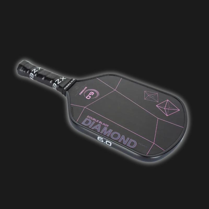 SixZero Double Black Diamond Control Cherry Blossom Pink (Black Edgeguard) Pickleball Paddle