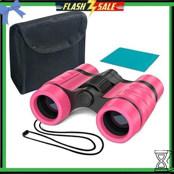 ESSENSON Binoculars for Kids Toys Gifts for Age 3-12 Years Old Boys Girls Kids Telescope Outdoor Toys for Sports and Outside Play Hiking, Bird Watching, Travel, Camping, Birthday Presents (Pink)