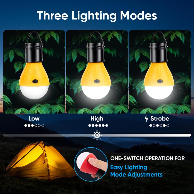 LED Hanging Camping Lantern Bulbs, Mini Camper Light, Portable Emergency Battery Powered Tent Lights for Sports Outdoor Use, 4 Pack