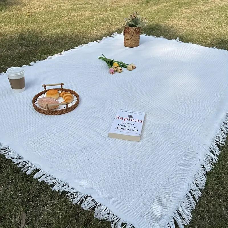 Linen Picnic Mat, Outdoor Picnic Blanket, Portable Picnic Tablecloth, Camping & Hiking Equipment for Outdoor Camping, Picnic, Beach, Park