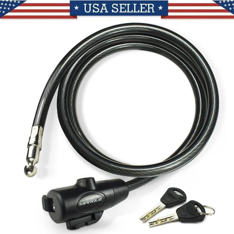 2.5ft Bike Lock with Key – 3 8” (2.5 Ft) Straight Cable Locks with Keys, Anti-Theft Security Cable for Bicycles, Scooters, Kayaks, Paddle Boards, Gates