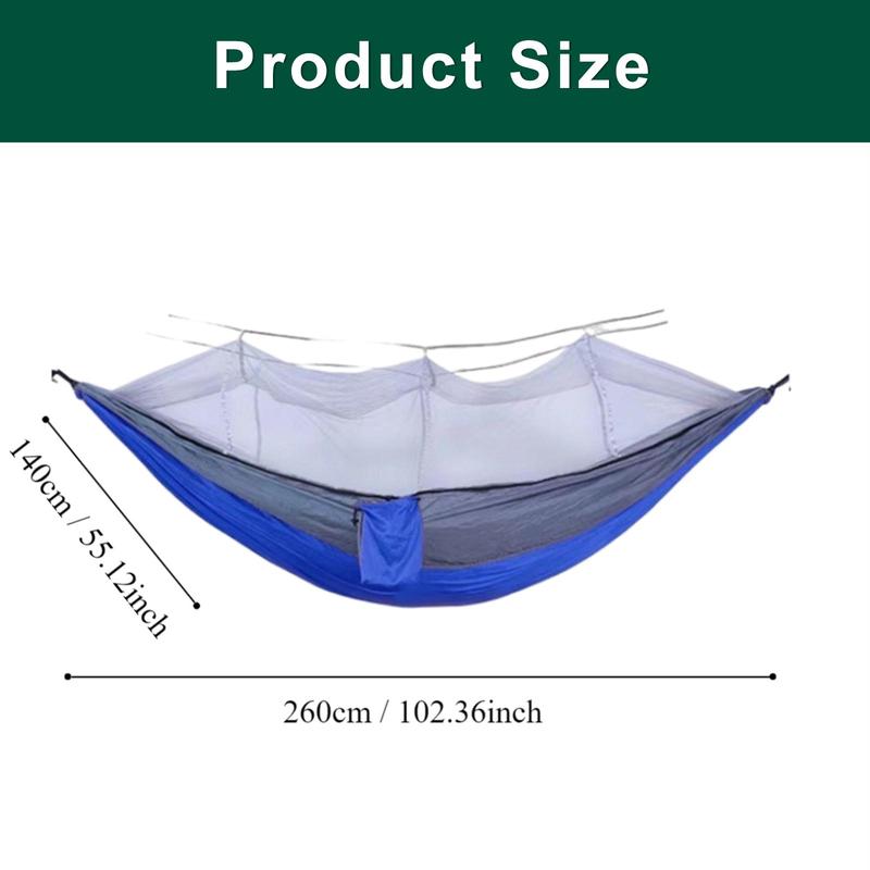 Summer Portable Hammock with 2 Hooks & 2 Ropes & 2 Fixed Straps & 1 Storage Bag, Outdoor Camping Hammock, Quick Assemble Hammock for Hiking & Camping, Camping Accessories