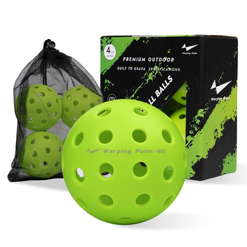 Outdoor Pickleball Balls - 40 Holes | USAPA Approved | Available in 4-Pack & 12-Pack | Durable, High-Bounce Balls Includes Mesh Bag | Yellow & Green