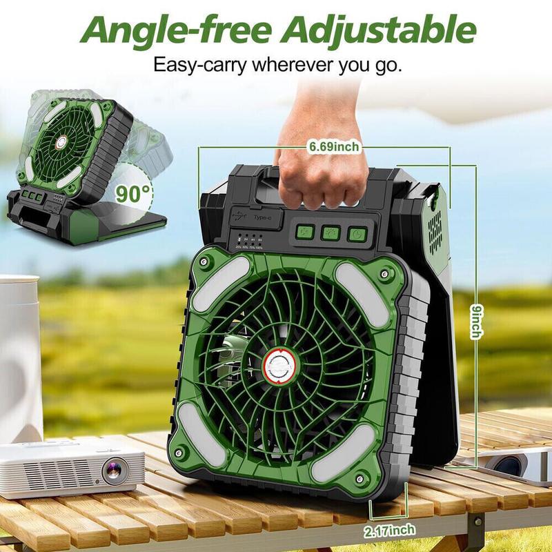 New Portable Solar Power Camping Fan USB Rechargeable four Speed LED Tent Light