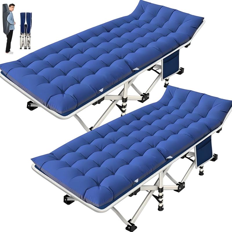 Christmas Gift 2 Pack Camping Cot with Mattress for Adults & Kids - Portable Folding Cot Bed for Sleeping Outdoors & Indoors with Carry Bag Guest Bed