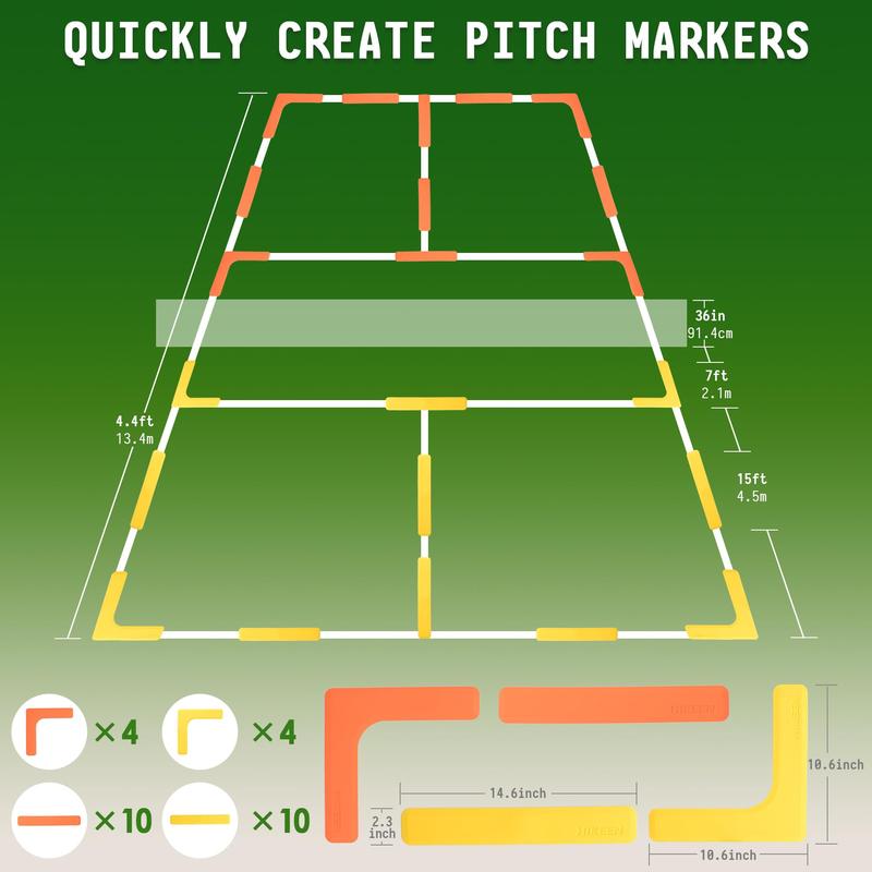 Court Lines Marker Kit Anti-Wind-Resistant Throw Down Markers 28pcs, Pickleball Net Court for Indoor Court