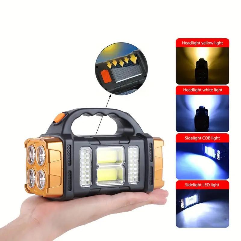 Rechargeable Solar Camping LED Flashlight, Portable Multifunctional Outdoor Light for Hiking, Camping, Emergency and Home Use, Christmas Gift