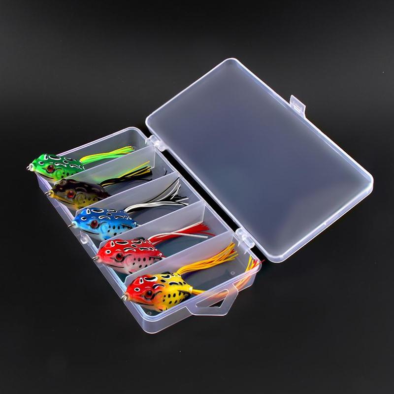 Simulated Frog Lure Set, 5 Counts box Lifelike Artificial Fishing Lure Bait, Portable Outdoor Fishing Accessories, Fishing Gear, Boyfriend Gift, Christmas, Christmas Gift