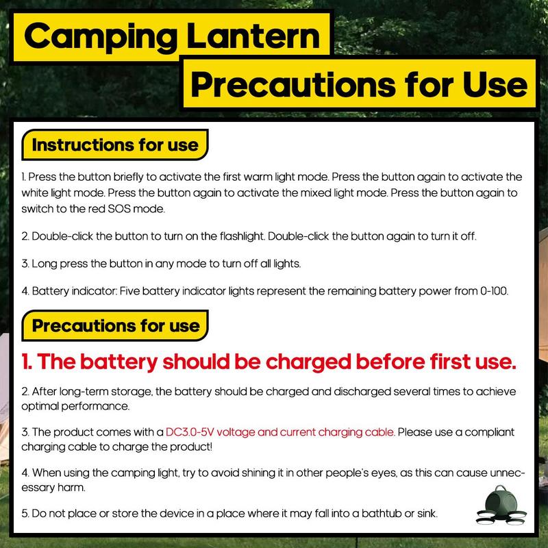 Multifunctional Outdoor Camping Lamp, Rechargeable Camping Lamp with Foldable Lamp Leaves, Portable Outdoor Camping Lamp