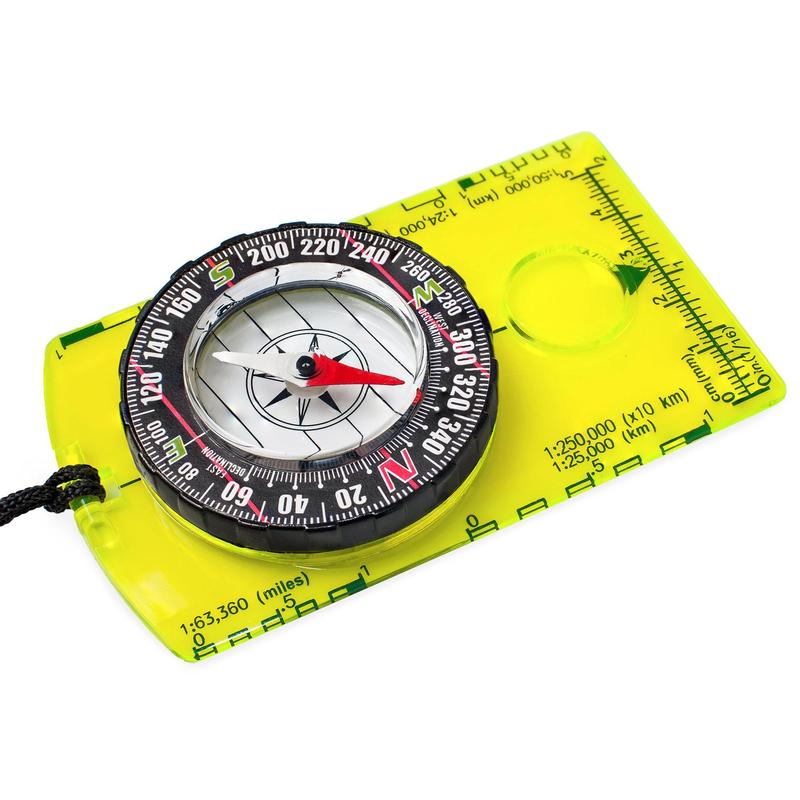 Orienteering Compass with Map Scale Ruler & Lanyard, Portable Outdoor Compass, Outdoor Camping & Hiking Accessories, Solocamping, Bikepacking, Glamping