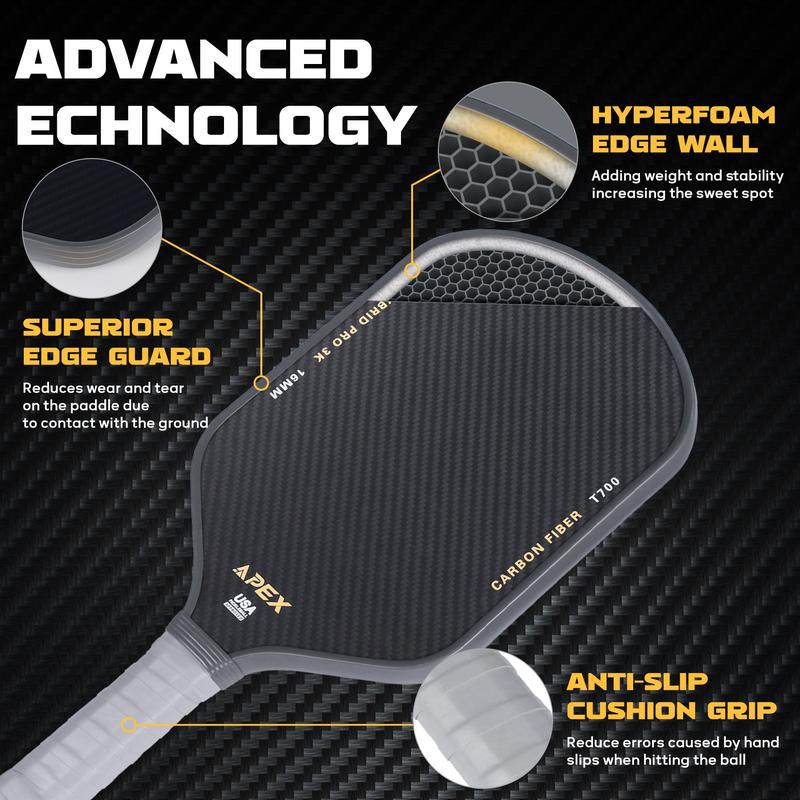 Carbon Fiber Pickleball Paddles, 3K Raw Carbon Pickleball Paddle Designed for Great Spin Power&Control