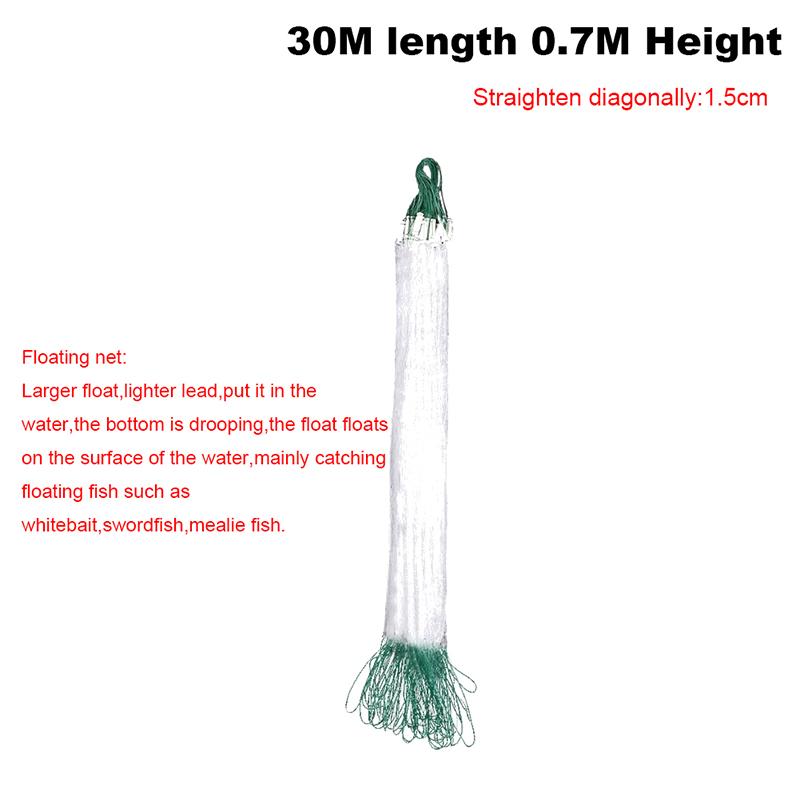 8 15 20 30M Fishing Net Nylon Fish Network Monofilament Fishing Net Float  Single Mesh Netting Tackle Tool Accessories