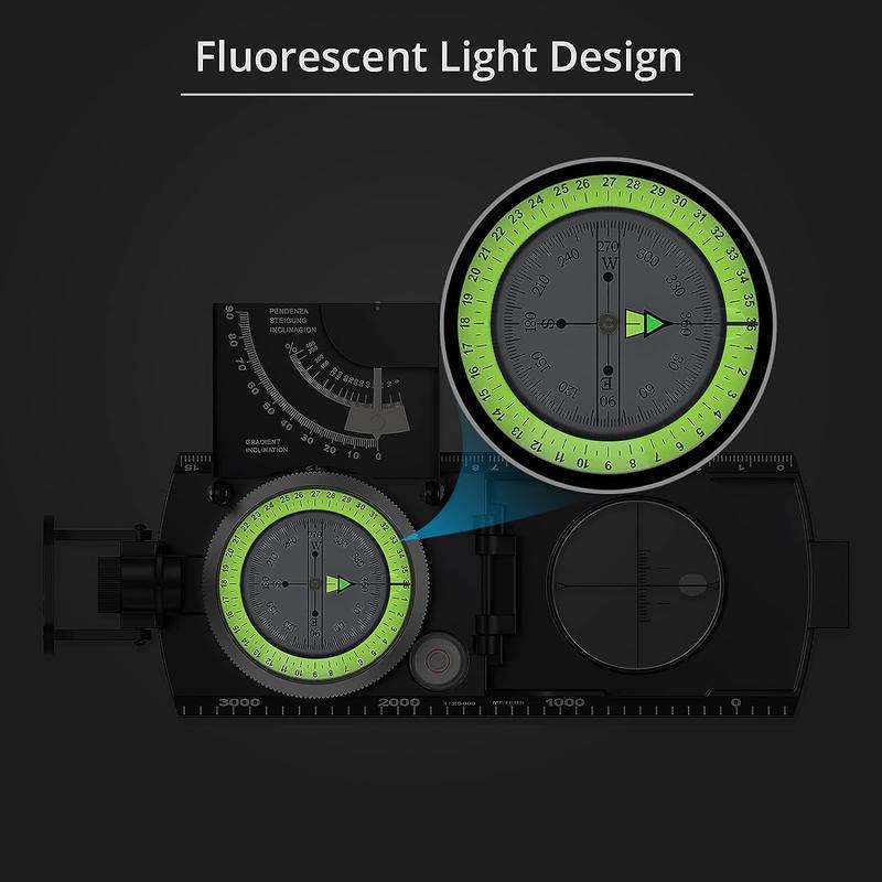 Professional Compass with Sighting Clinometer, Waterproof Compass with Carry Bag, Compass for Camping, Hunting, Hiking, and Geology Activities, Camping Essentials