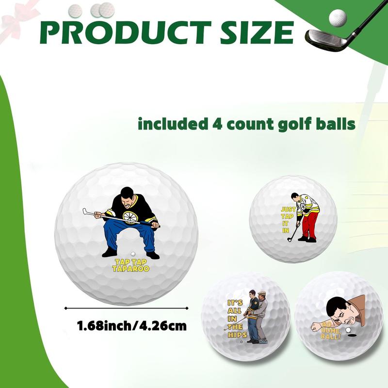 Funny Golf Ball, 4 Counts set Cartoon Pattern Golf Ball, Golf Training Ball Gift Set, Novelty Golfer Present for Men Dad, Christmas Gift