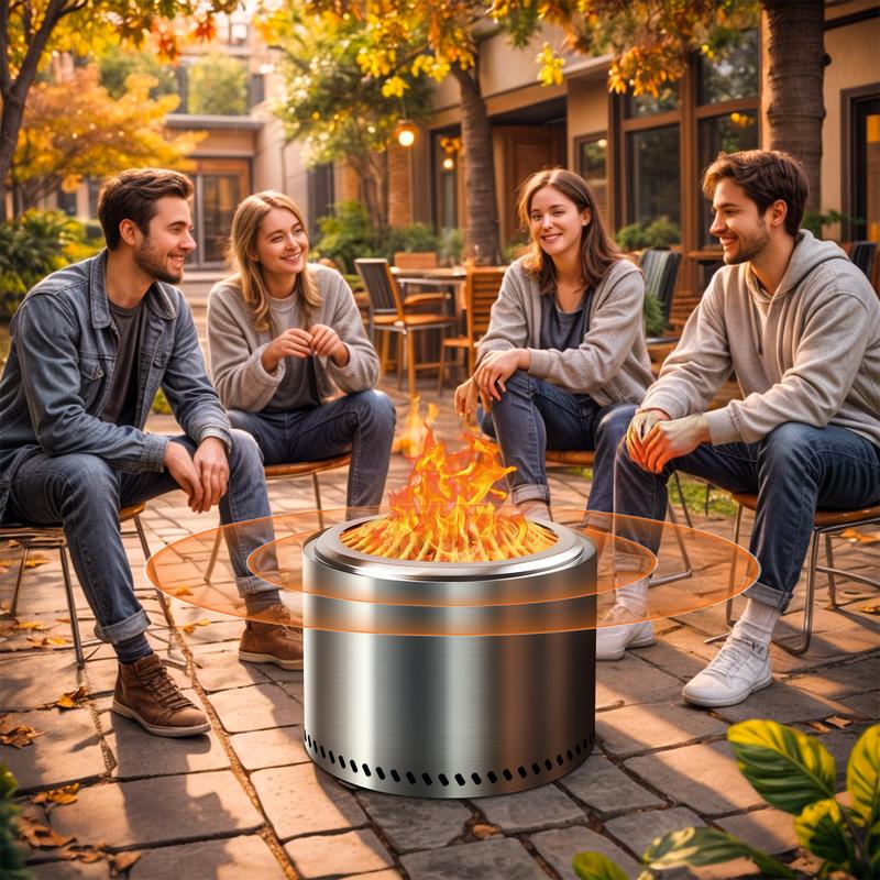 21 Inch Smokeless Fire Pit City Bonfire - Stainless Steel Stove with 360° Airflow - Easy to Use & Clean, for Camping, RVs, Grilling, and Backyard Parties - Ideal for 4-6 People