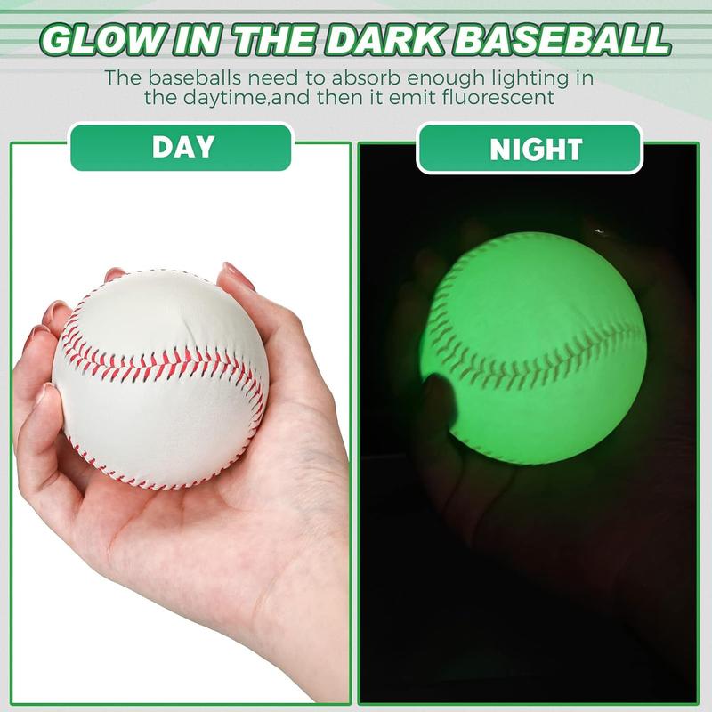 3 Pack Glow in The Dark Baseball Light up Baseball Glow Balls for Baseball Games Official Size Baseball Gift for Boys and Girls and Baseball Fans Outdoor Activity Baseball Accessories