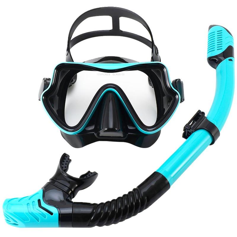 Diving Goggles & Snorkel Kit, 1 Set Waterproof Anti-fog Silicone Diving Goggles, Diving Mask, Water Sports Equipment