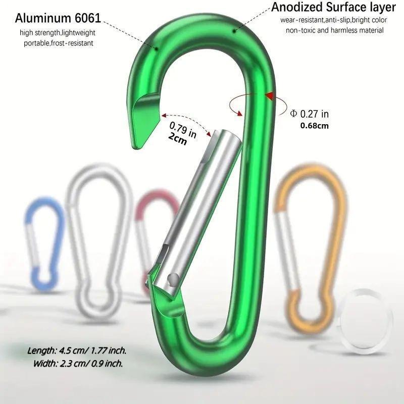 Aluminum Alloy Carabiner, 4 Counts D-shaped Buckle, Safety Buckle, Spring Hook, Hook for Luggage and Backpacks, Outdoor Hook Equipment