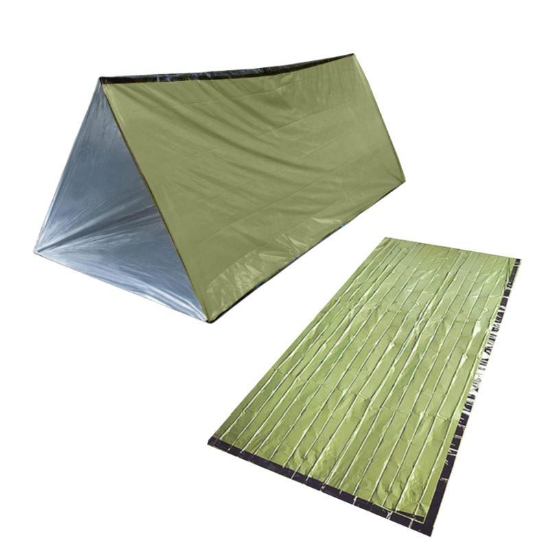 Outdoor Emergency Thermal Sleeping Bag & Tent Set, 1 Set Tent & Sleeping Bag & Whistle & Mountain Ring & Storage Bag, Camping & Hiking Equipment