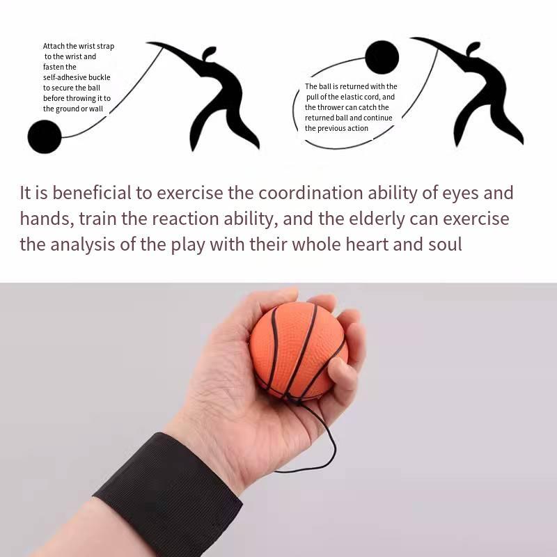 Rubber Hand Throw Ball, 1 Count Elastic Wrist Ball, Basketball Football for Training Reaction Ability, Sports Ball for Indoor Outdoor Use