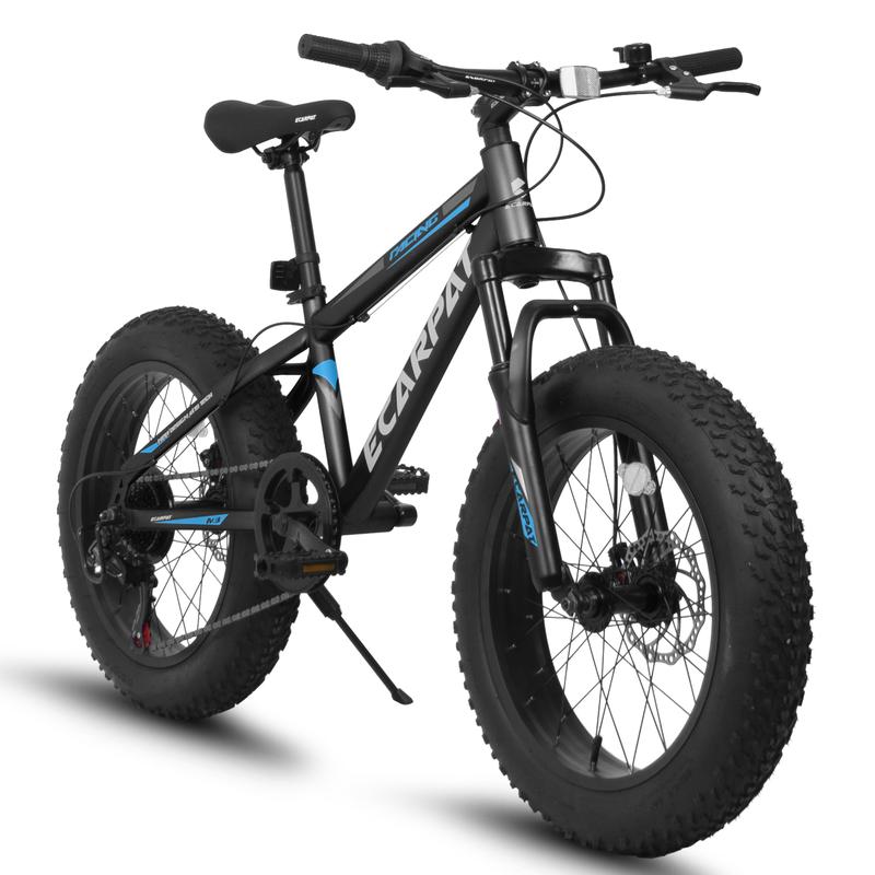 A20316 20 inch Fat Tire Bike Adult Teen Full Shimano 7 Speed Mountain Bike, Dual Disc Brakes, High Carbon Steel Frame, Front Suspension, Mountain Dirt Bike, City Commuter City Bike, Fat Tire Bike