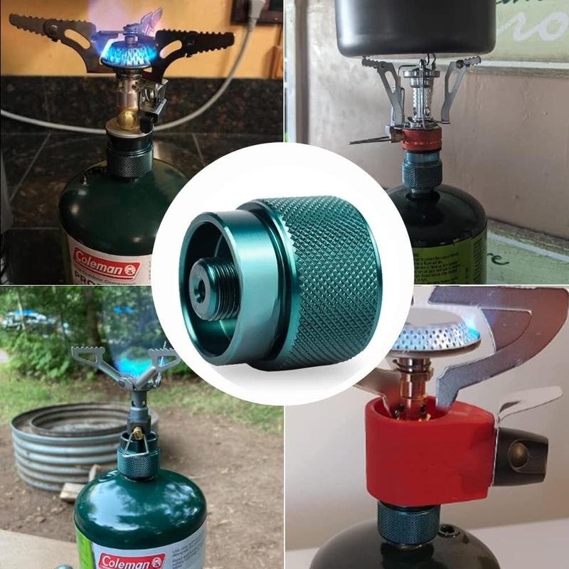 Propane to Butane Adapter Camping Stove Adapter Gas Adapter Converter 16 oz Propane Tank Input EN417 Valve Output Camp Fuel Refill Adapter for Outdoor Backpack Hiking (Dark Green X 2 Pack)