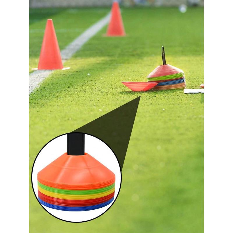 Disc Cones (Set Of 50) - Agility Soccer Cones With Carry Bag And Holder For Sports Training, Football, Basketball, Coaching, Practice Equipment, Kids Practice Equipment