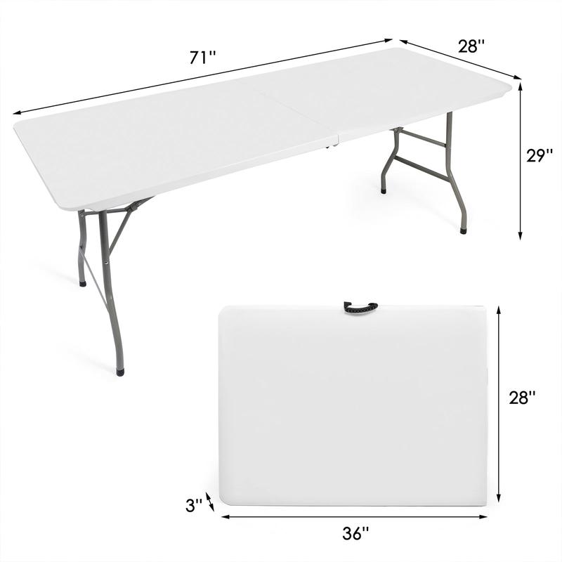 6ft Portable Folding Plastic Table for 6-8 Picnic Dining Table 71