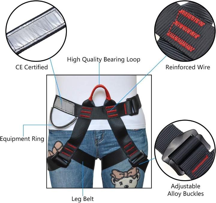 Safety Harness Climbing Belts, Safety Belt for Tree Climbing Outdoor Training Caving Rock Climbing Rappelling Equip - Half Body Guide Belt, Protect Waist Safety Harness, Safety Harness