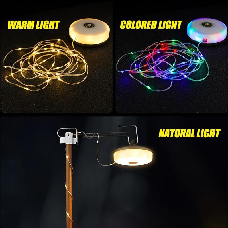 Outdoor LED Camping String, 1 Box USB Rechargeable LED String Light, Portable LED Light String for Camping, Tent, Holiday Party, Wedding, Camping Essentials