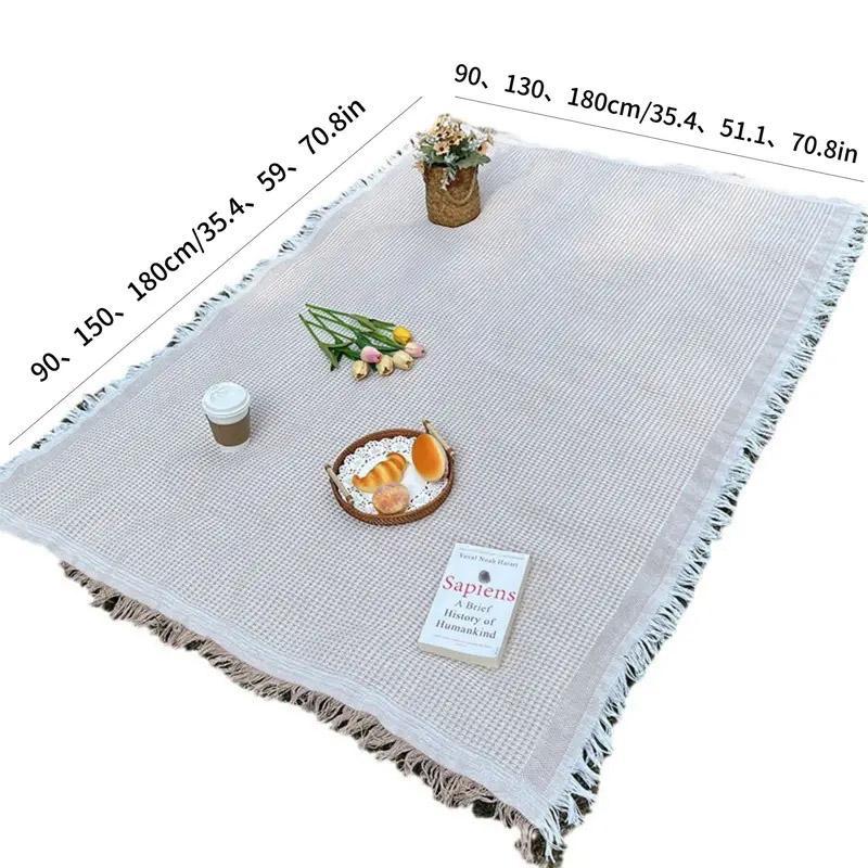 Linen Picnic Mat, Outdoor Picnic Blanket, Portable Picnic Tablecloth, Camping & Hiking Equipment for Outdoor Camping, Picnic, Beach, Park