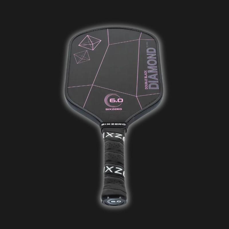 SixZero Double Black Diamond Control Cherry Blossom Pink (Black Edgeguard) Pickleball Paddle