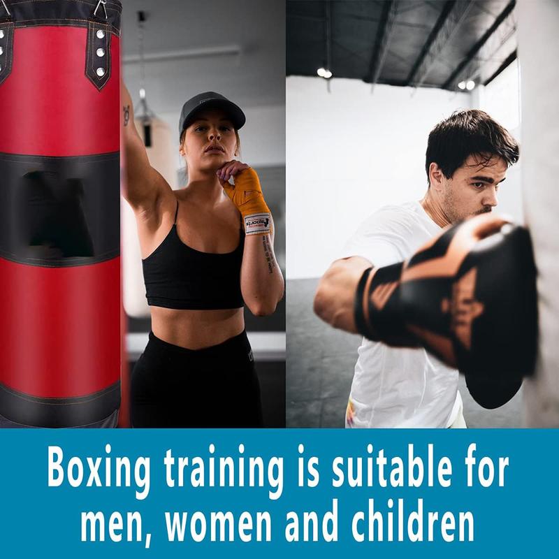 Unfilled Boxing Bag Hanging Heavy Punching Bag Boxing Set Adult with Punching Bag Hangers Hand Wraps for Kids Adults Youth Training Karate Taekwondo Kickboxing Muay Thai Indoor