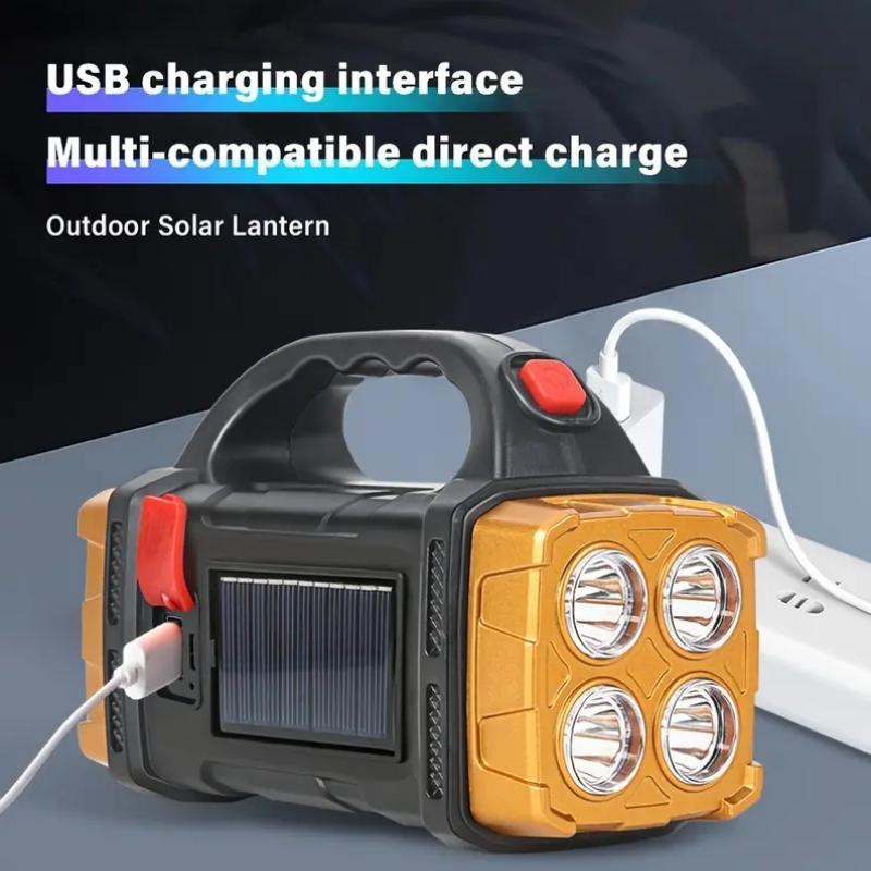 Rechargeable Solar Camping LED Flashlight, Portable Multifunctional Outdoor Light for Hiking, Camping, Emergency and Home Use, Christmas Gift