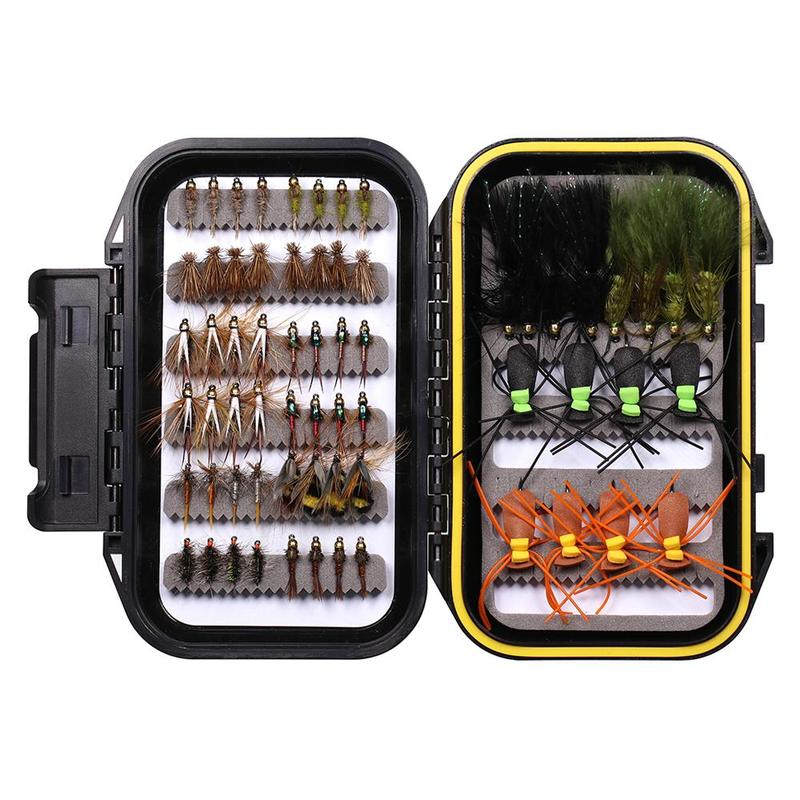 Fly Fishing Flies Starter Set, 64pcs set Assortment Dry Wet Flies Fishing Lures for Trout & Bass Fishing, Outdoor Fishing Supplies, Flyfishing, Solocamping, picnicaesthetic