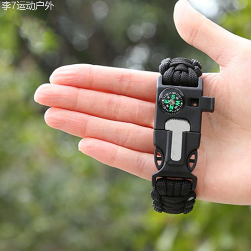 5-in-1 Survival Bracelet: Compass, Whistle, Fire Starter, Cutting Tool, and Emergency Rope for Hiking and Camping