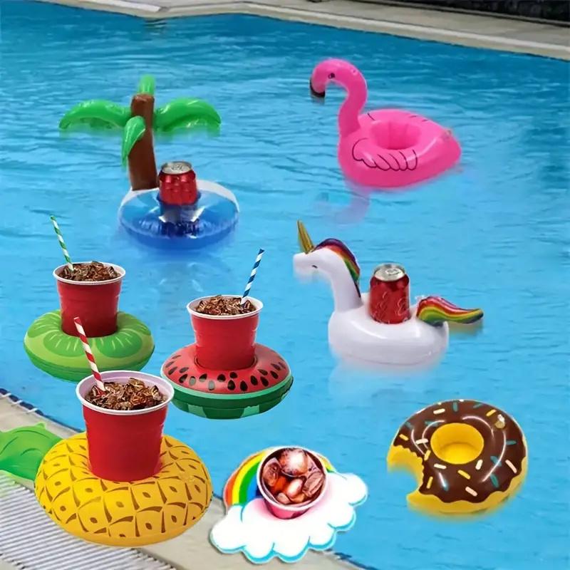 15Pcs Inflatable Floating Drink Cup Can Beer Holder Swimming Pool Hawaiian Beach Party