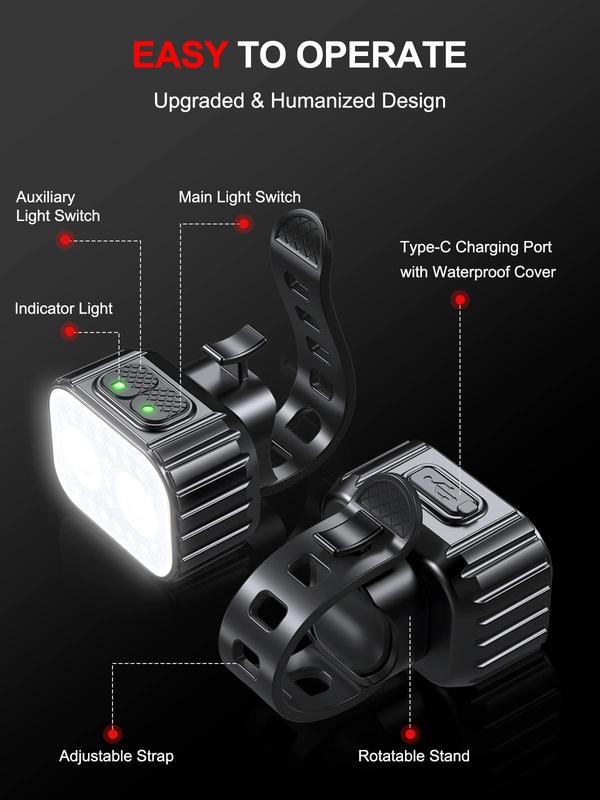 Bike Lights, Rechargeable Bicycle Lights Set Super Bright 8+12 Modes, IPX6 Waterproof Bike Lights for Night Riding Cycling Safety, Front and Back Taillight Reflectors, 58 Hrs Long Battery Life -zdp